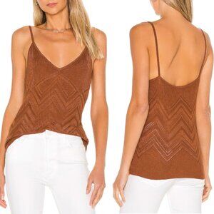 L’Agence - Women’s ‘Hayek’ Chevron Knit Camisole Top in Spice - Brown, Medium